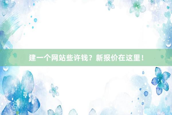建一个网站些许钱？新报价在这里！